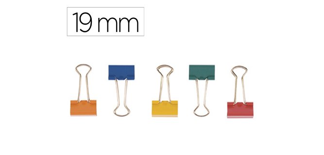 Pinza metalica q-connect reversible n.1 19 mm caja de 10 unidades colores surtidos