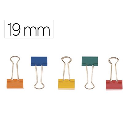 Pinza metalica q-connect reversible n.1 19 mm caja de 10 unidades colores surtidos