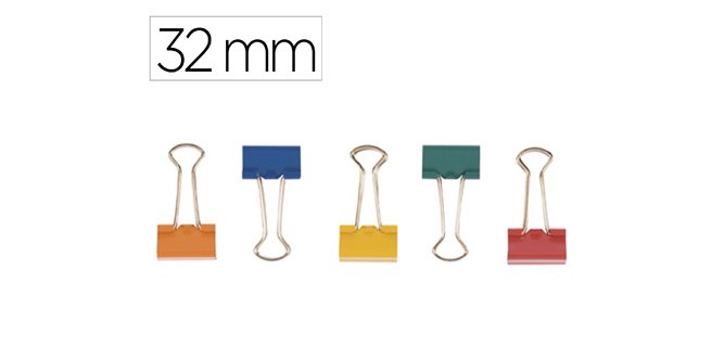 Pinza metalica q-connect reversible n.3 32 mm caja de 10 unidades colores surtidos
