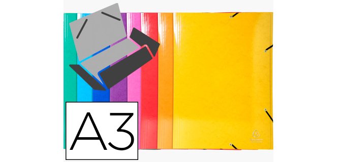 Carpeta exacompta iderama gomas carton 600 gr tres solapas din a3 colores surtidos