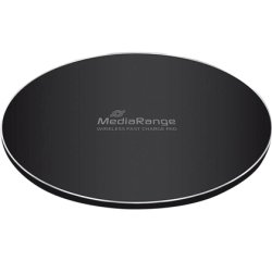 Cargador inalámbrico mediarange para smartphones compatible carga rapida qi color negro