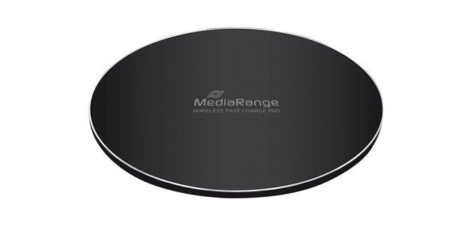 Cargador inalámbrico mediarange para smartphones compatible carga rapida qi color negro