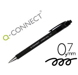 Boligrafo q-connect retractil con grip 0,7 mm color negro