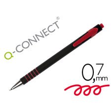 Boligrafo q-connect retractil con grip 0,7 mm color rojo