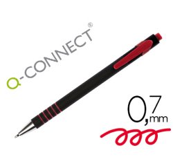 Boligrafo q-connect retractil con grip 0,7 mm color rojo