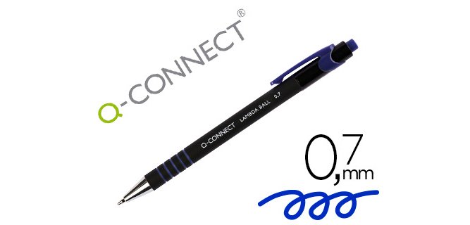 Boligrafo q-connect retractil con grip 0,7 mm color azul