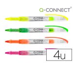 Rotulador q-connect fluorescente punta biselada tinta liquida bolsa de 4 unidades colores surtidos
