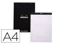 Bloc nota rhodia black dot pad din a4 80 hojas 80 g/m2 liso con puntos negros 5 mm perforado