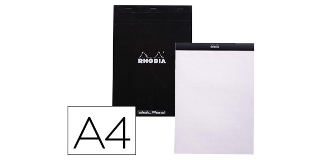 Bloc nota rhodia black dot pad din a4 80 hojas 80 g/m2 liso con puntos negros 5 mm perforado