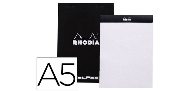 Bloc nota rhodia black dot pad din a5 80 hojas 80 g/m2 liso con puntos negros 5 mm perforado