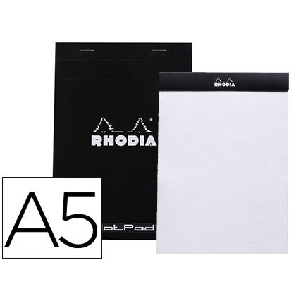 Bloc nota rhodia black dot pad din a5 80 hojas 80 g/m2 liso con puntos negros 5 mm perforado