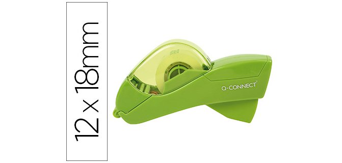 Portarrollo q-connect automatico plastico para cintas de 12 y 19 mm color verde incluye 2 cintas