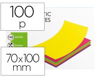 Bloc de notas electrostaticas quita y pon q-connect 70x100 mm 100 hojas 5 colores fluorescentes