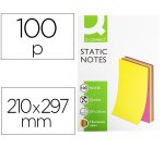 Bloc de notas electrostaticas quita y pon q-connect 210x297mm 100 hojas 5 colores fluorescentes