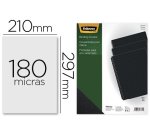 Tapa de encuadernacion fellowes din a4 pvc opaco negro 180 micras pack de 100 unidades