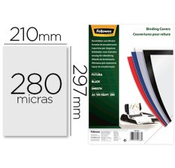 Tapa de encuadernacion fellowes din a4 polipropileno negro 280 micras pack de 100 unidades
