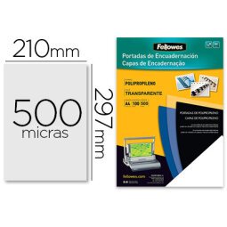 Cubiertas para encuadernar Fellowes A4 polipropileno transparente 450 micras - Paquete de 100 unidades