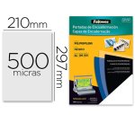 Cubiertas para encuadernar Fellowes A4 polipropileno negro 500 micras - Paquete de 100 unidades