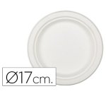 Plato de fibra de caña de azucar blanco 17 cm diametro paquete de 50 unidades