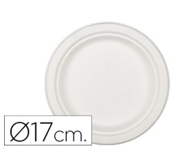 Plato de fibra natural nupik biodegradable blanco 17 cm de diametro apto microondas paquete de 50 unidades