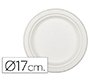 Plato de fibra de caña de azucar blanco 17 cm diametro paquete de 50 unidades