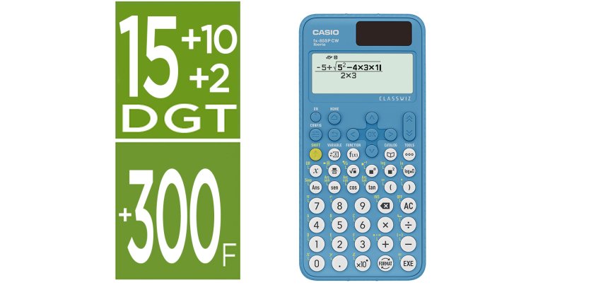 Calculadora casio fx-85sp cw iberia solar cientifica +300 funciones 9 memorias 15+10+2 digitos 16 mb flash con tapa