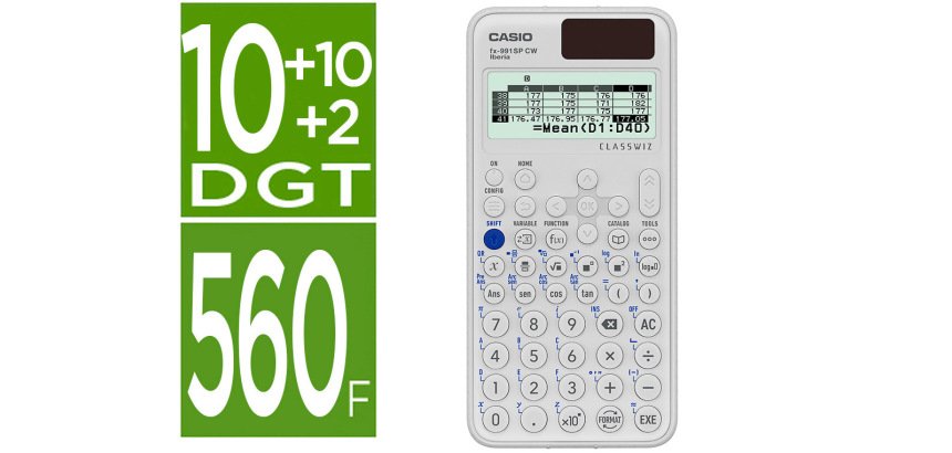 Calculadora casio fx-991sp cw iberia classwiz cientifica 560 funciones 9 memorias 10+2 digitos 5 idiomas con tapa