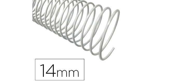 Espiral metalico q-connect blanco 64 5:1 14 mm 1mm caja de 100 unidades