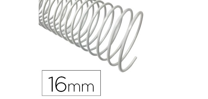 Espiral metalico q-connect blanco 64 5:1 16mm 1,2mm caja de 100 unidades