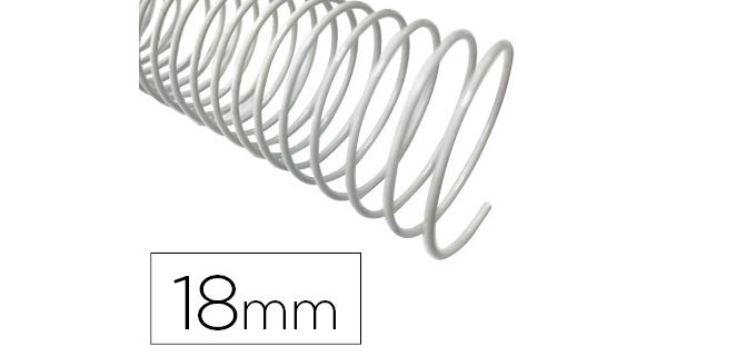 Espiral metalico q-connect blanco 64 5:1 18mm 1,2mm caja de 100 unidades