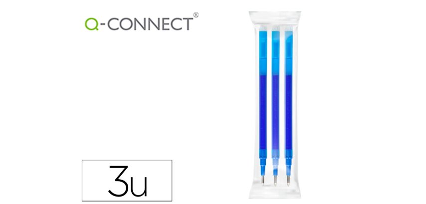 Recambio bolígrafo borrable q-connect retráctil kf11060 - caja de 3 unidades