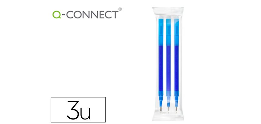 Recambio bolígrafo borrable q-connect retráctil kf11060 - caja de 3 unidades