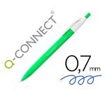 Boligrafo q-connect retractil kf14625 biodegradable verde tinta azul