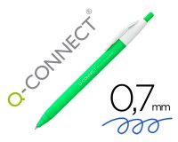 Boligrafo q-connect retractil kf14625 biodegradable verde tinta azul