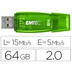 Memoria usb emtec flash c410 64 gb 2.0 verde