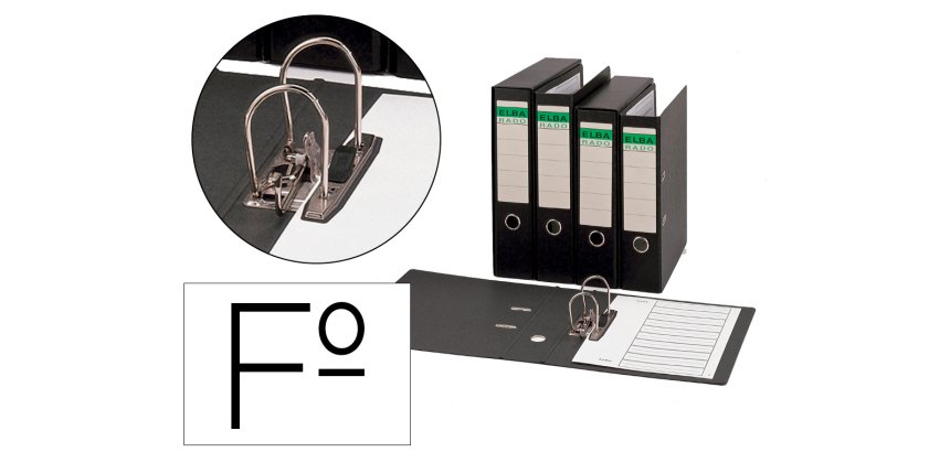 Archivador de palanca elba carton compacto con rado folio lomo de 80 mm negro