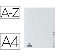 Separador alfabetico elba plastico 120 mc folio 16 taladros a-z gris
