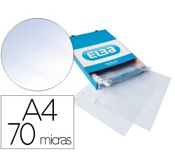 Funda multitaladro elba standard din a4 70 micras cristal caja de 100 unidades