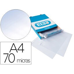 Funda multitaladro elba standard din a4 70 micras cristal caja de 100 unidades