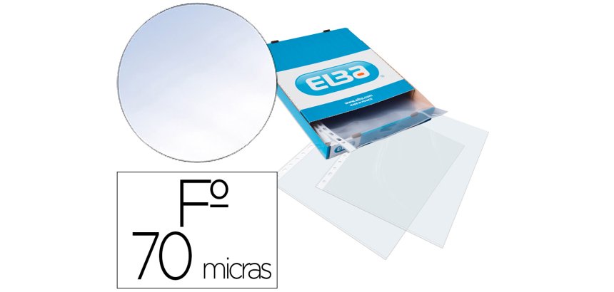 Funda multitaladro elba standard folio 70 micras cristal caja de 100 unidades