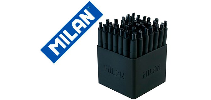 Boligrafo milan p1 retractil 1 mm touch mini negro expositor de 40 unidades