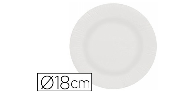 Plato papel reciclable blanco 18 cm paquete 50 unidades