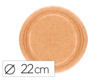 Plato carton biodegradable marron 22 cm paquete de 50 unidades