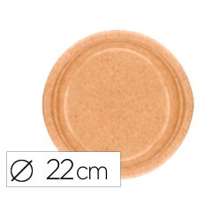 Plato carton biodegradable marron 22 cm paquete de 50 unidades