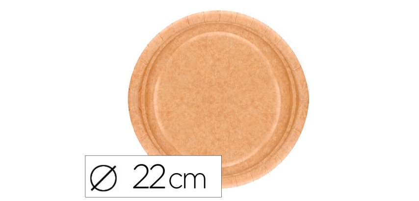 Plato carton biodegradable marron 22 cm paquete de 50 unidades