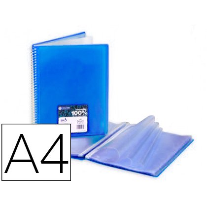 Carpeta carchivo archivex star escaparate con espiral 40 fundas din a4 azul