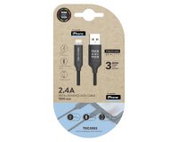 Cable usb 2.4 tech one tech braided nylon tipo usb apple micro usb longitud 1 mt color negro