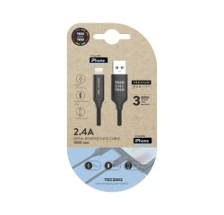 Cable usb 2.4 tech one tech braided nylon tipo usb apple micro usb longitud 1 mt color negro
