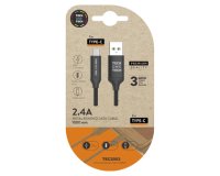 Cable usb tech one tech braided nylon tipo usb-c multi longitud 1 mt 2a color negro