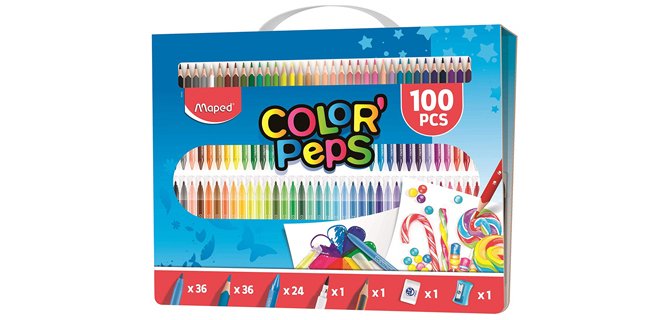 Estuche pintura maped color peps kit 100 piezas surtidas